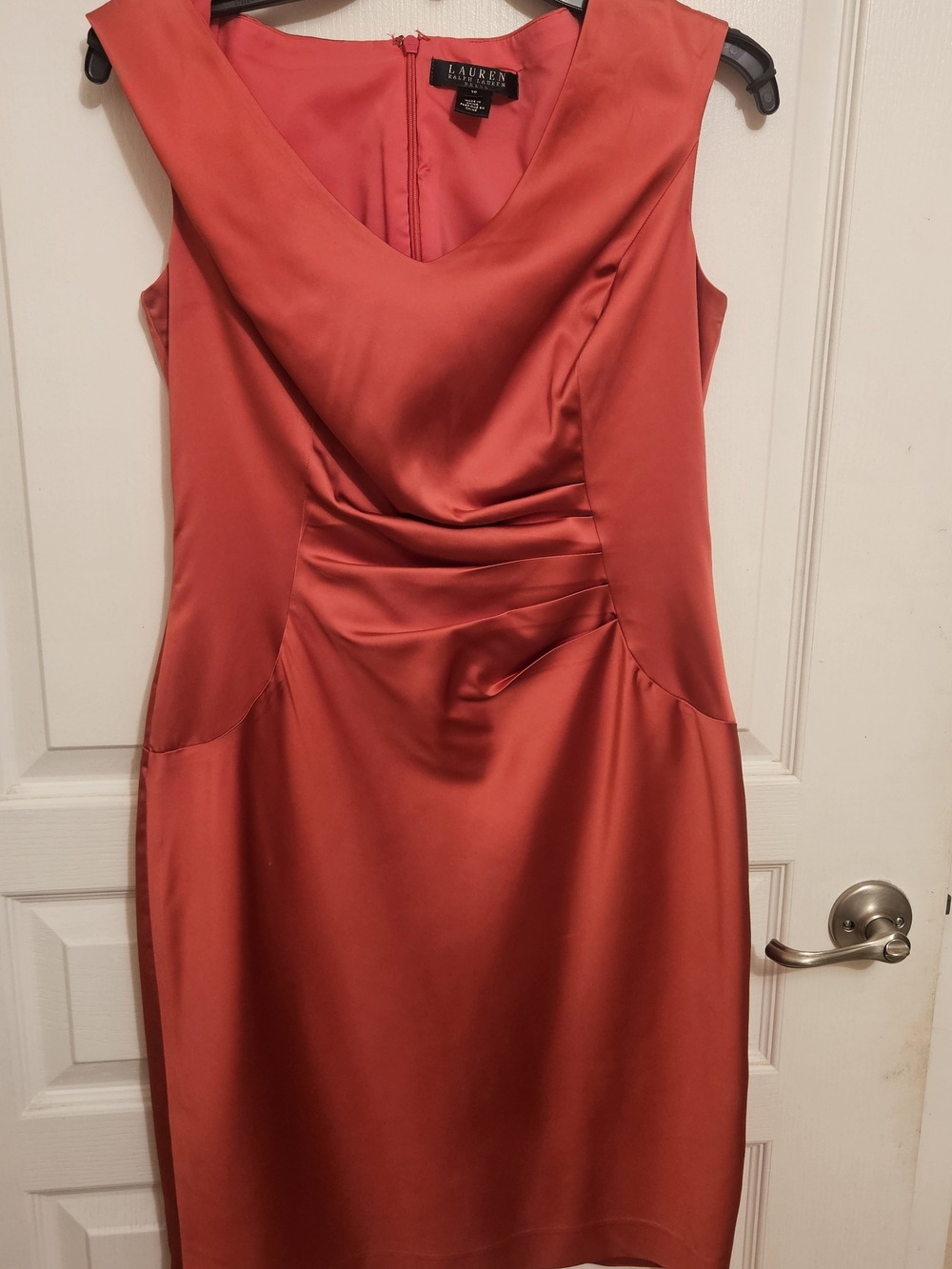 LAUREN Ralph Lauren Red Satin Sheath Dress